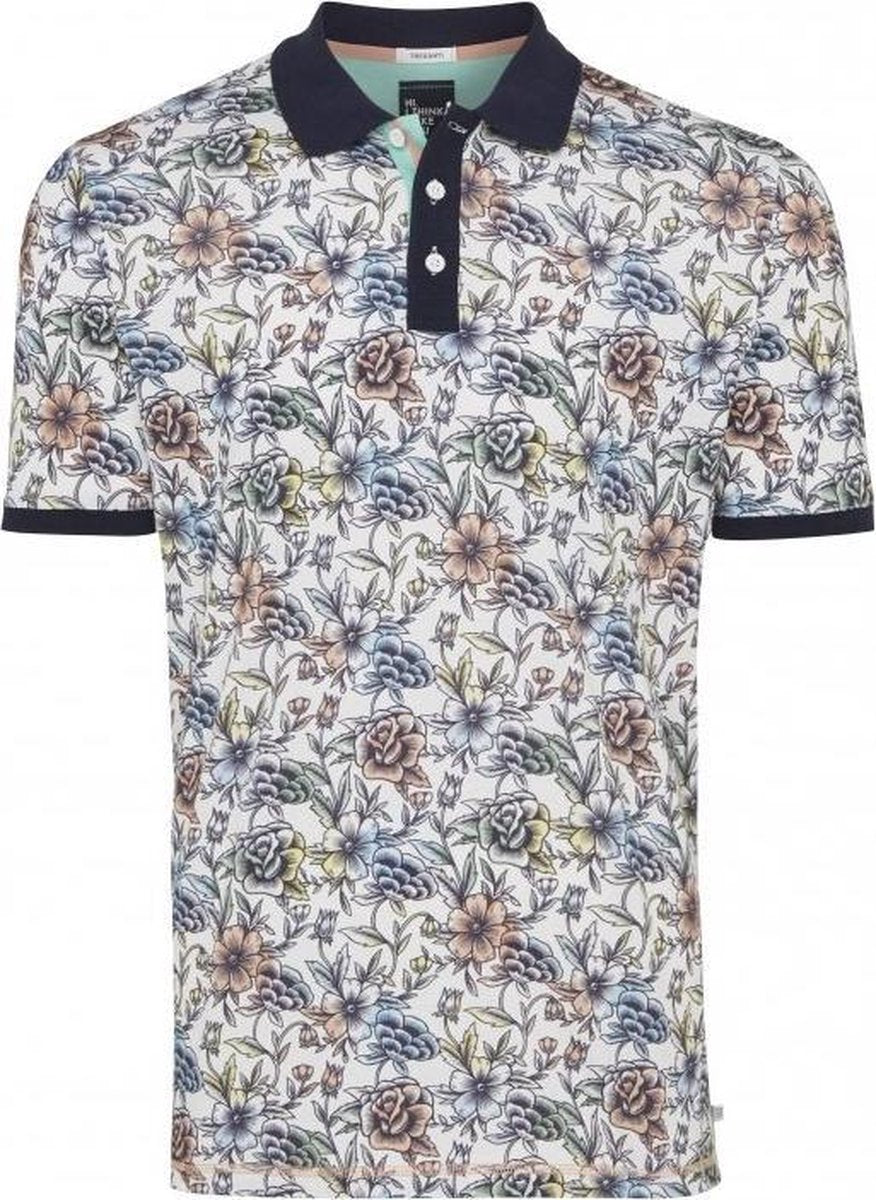 Tresanti Heren Poloshirt Wit Bloem Print Piqué Regular Fit - XL