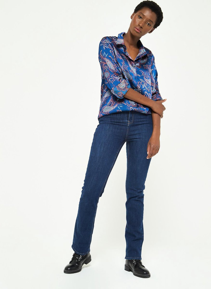 Cashmier overhemd met kleurrijke print - Marine Blauw