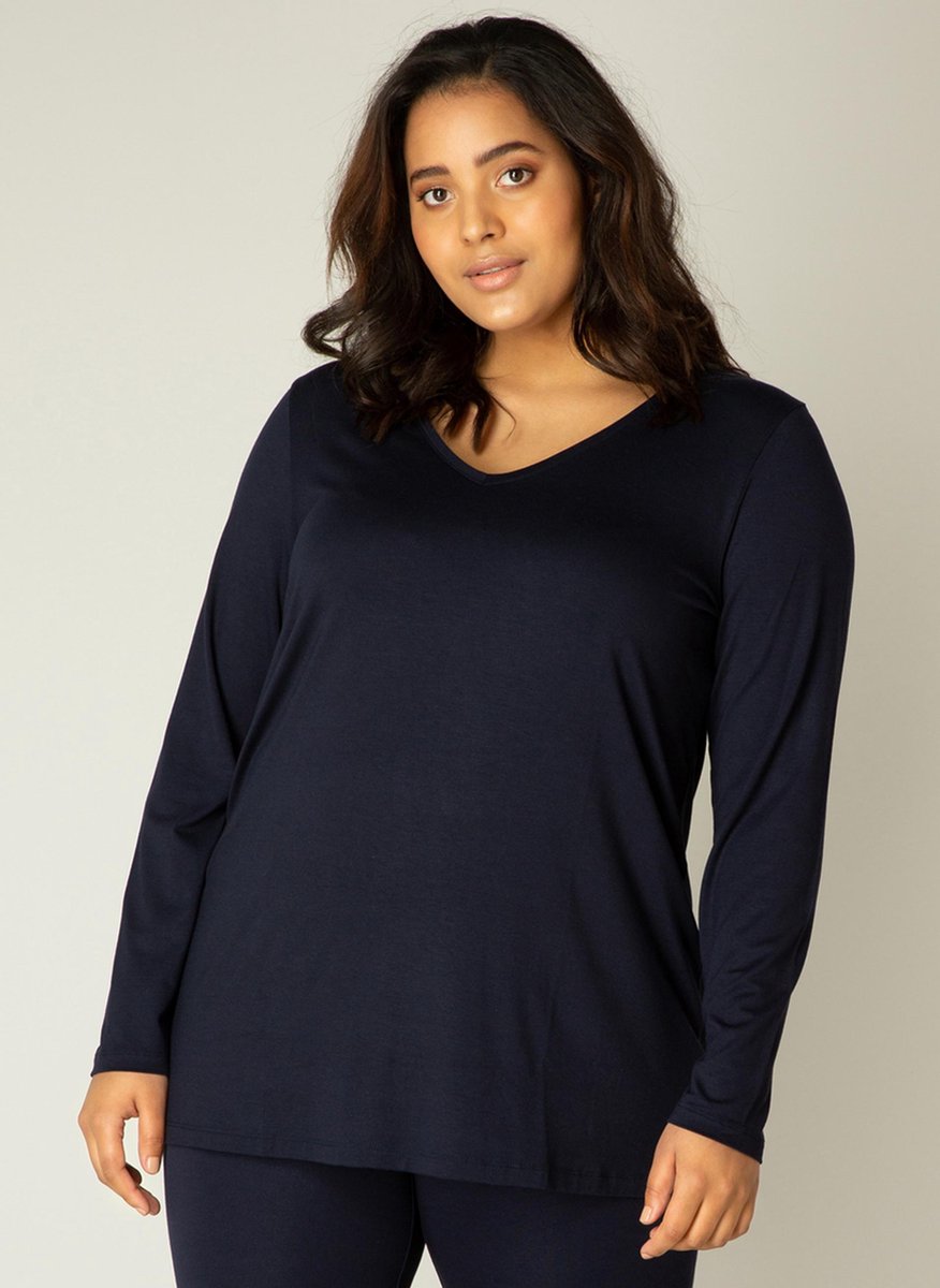 BASE LEVEL CURVY Alize Jersey Shirt - Dark Blue - maat 2(50)
