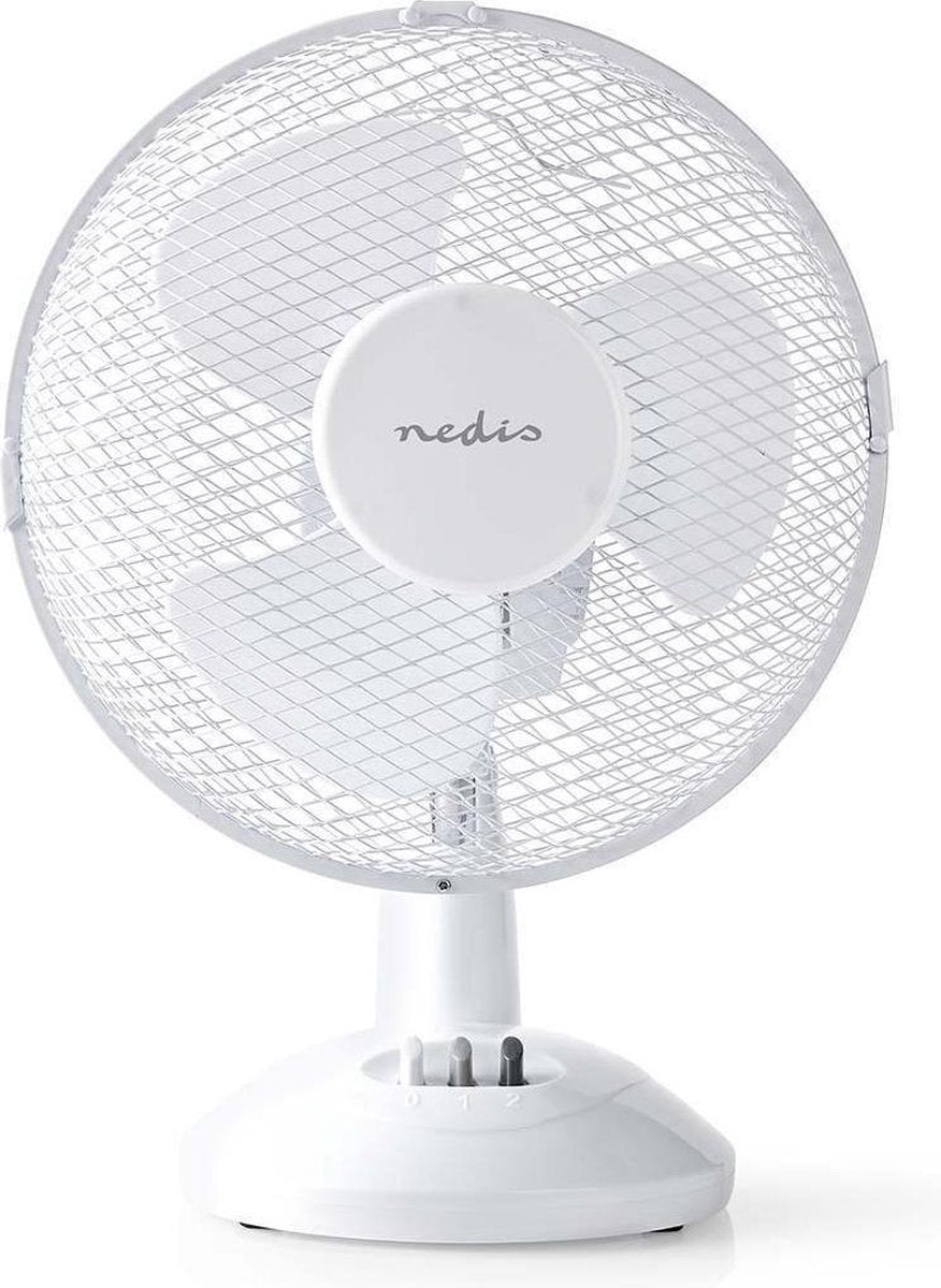 Witte ventilator voor op tafel op Netvoeding  met zwenkfunctie