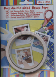 Foamrol: Rol dubbelzijdige Tissue tape - 10 m x 12 mm x 0.01 mm