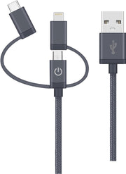 RealPower 255648 USB-kabel 1 m USB 3.2 Gen 1 (3.1 Gen 1) USB C Micro-USB A Grijs
