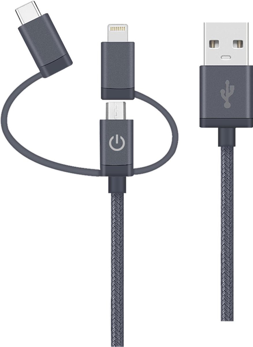 RealPower 255648 USB-kabel 1 m USB 3.2 Gen 1 (3.1 Gen 1) USB C Micro-USB A Grijs