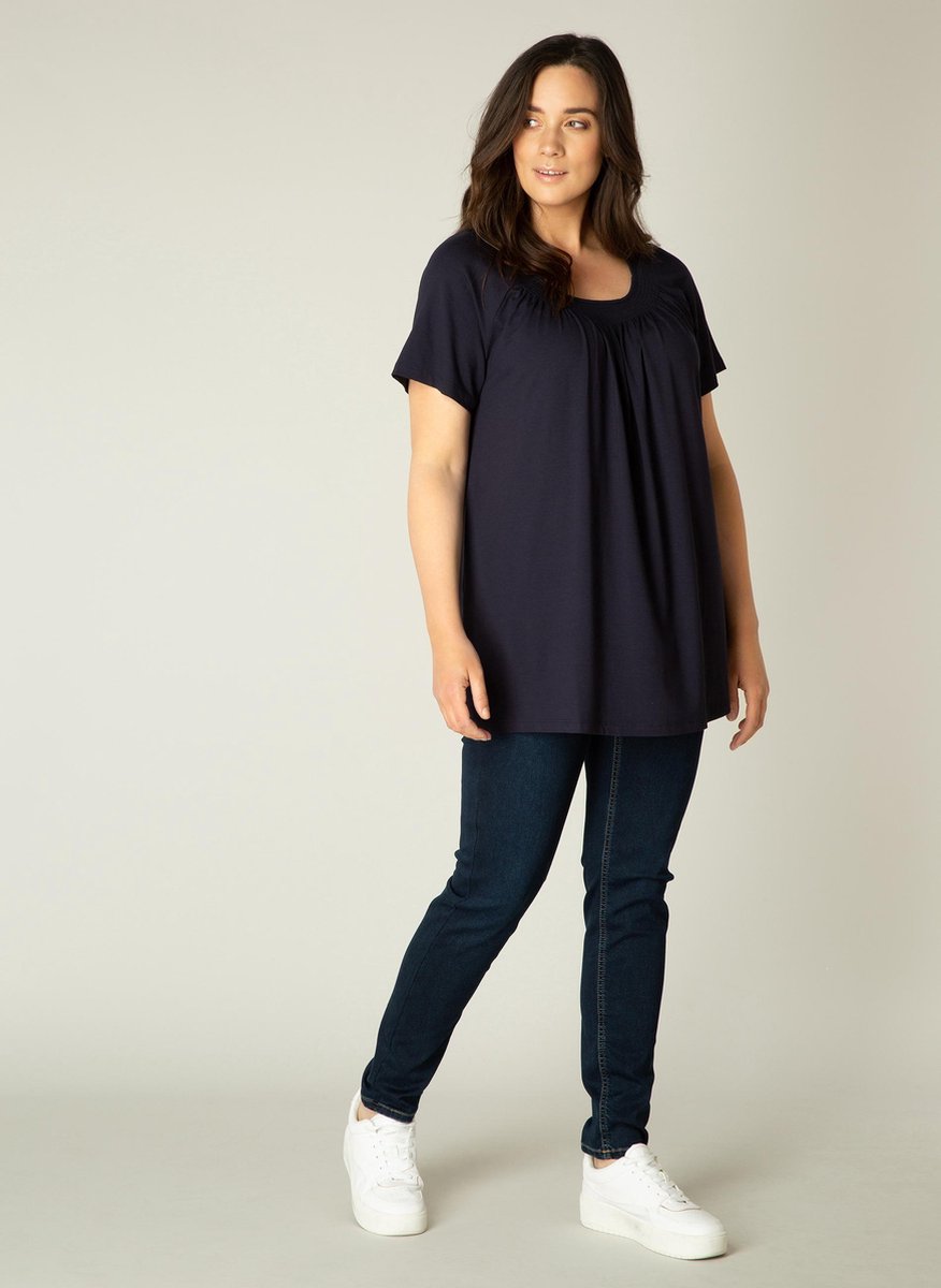 BASE LEVEL CURVY Yokia T-Shirt - Dark Blue - maat 1(48)