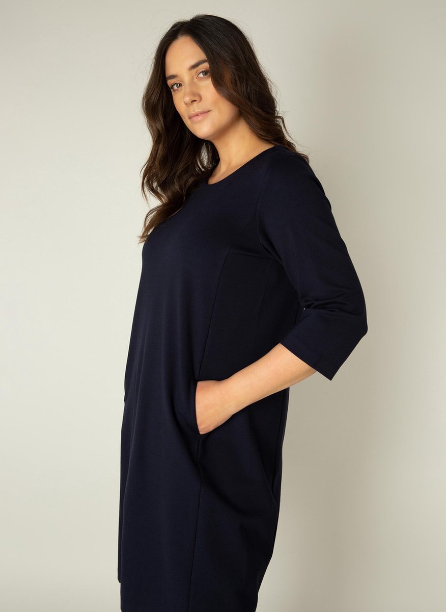BASE LEVEL CURVY Addy Jurk - Dark Blue - maat 2(50)