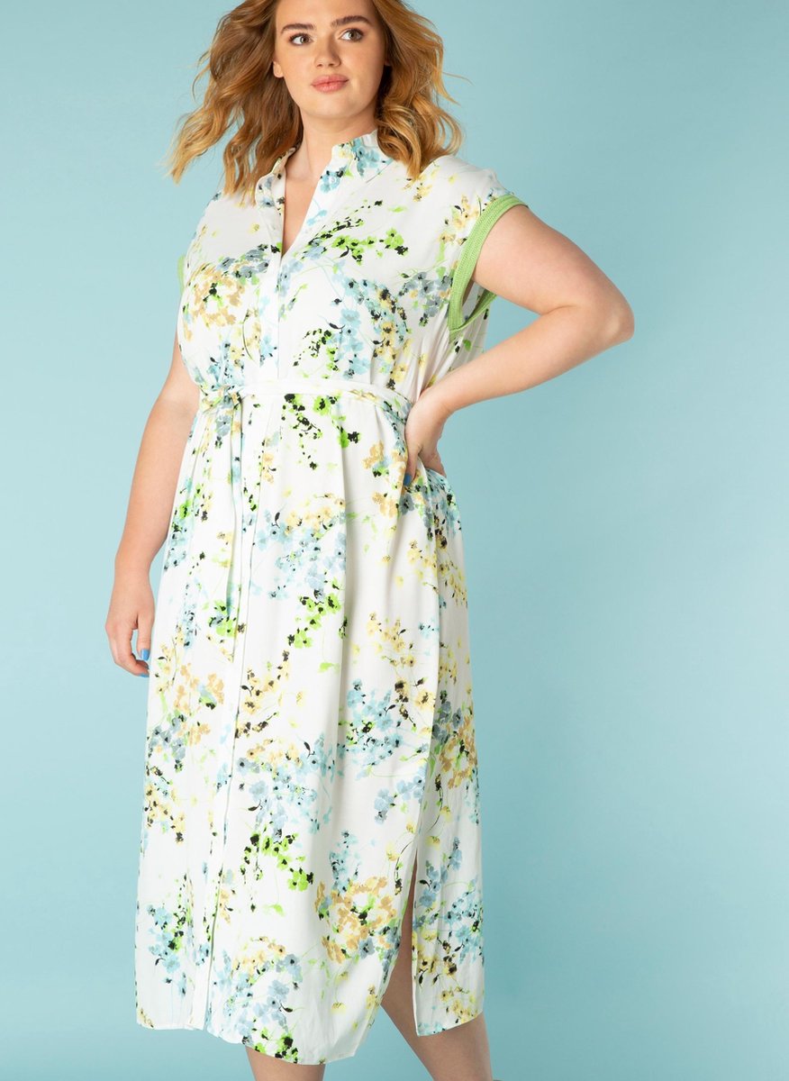 YESTA Laluna Jurk - White/Multi-Colour - maat 2(50)