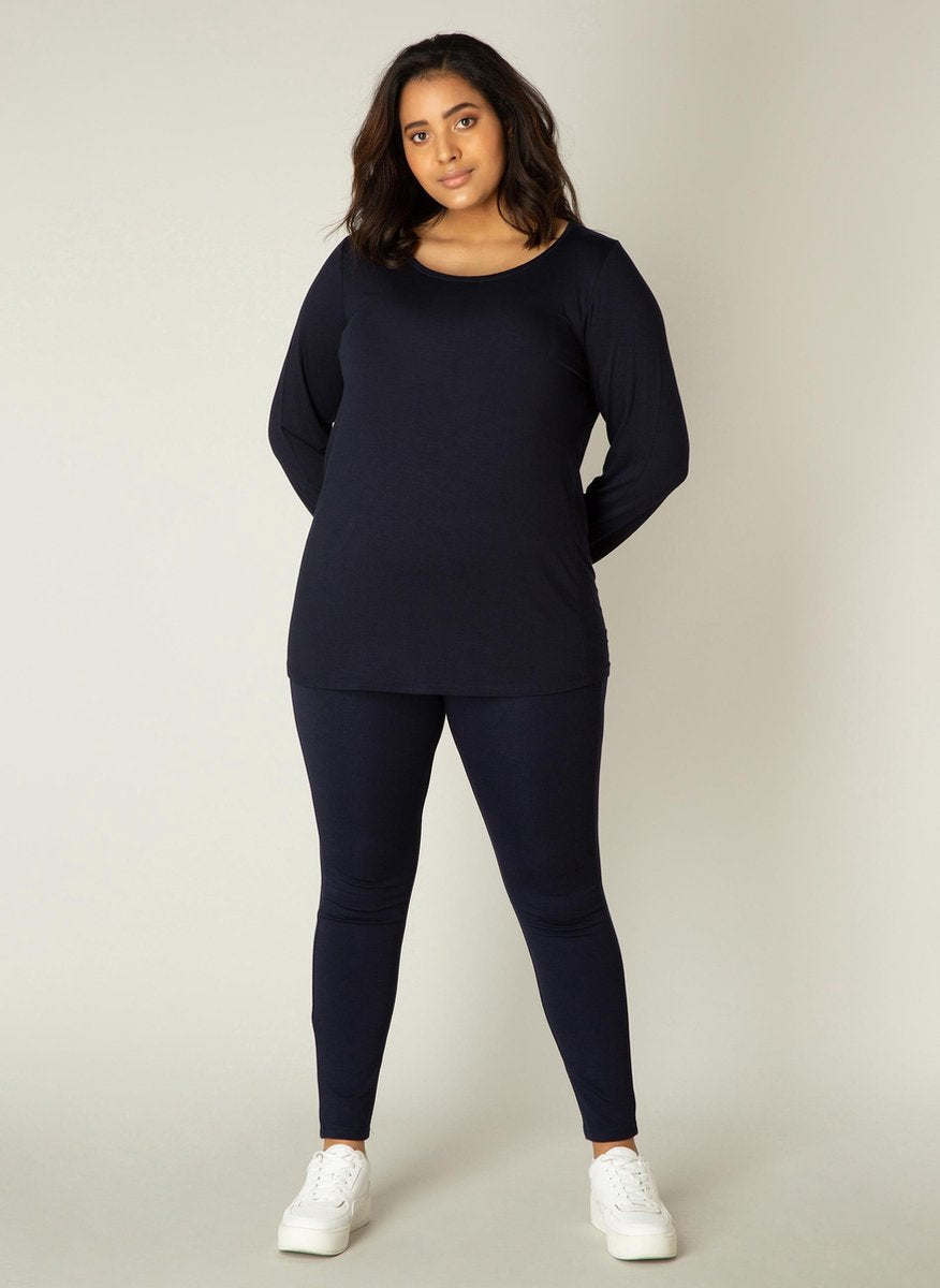 BASE LEVEL CURVY Aso Jersey Shirt - Dark Blue - maat 3(52)