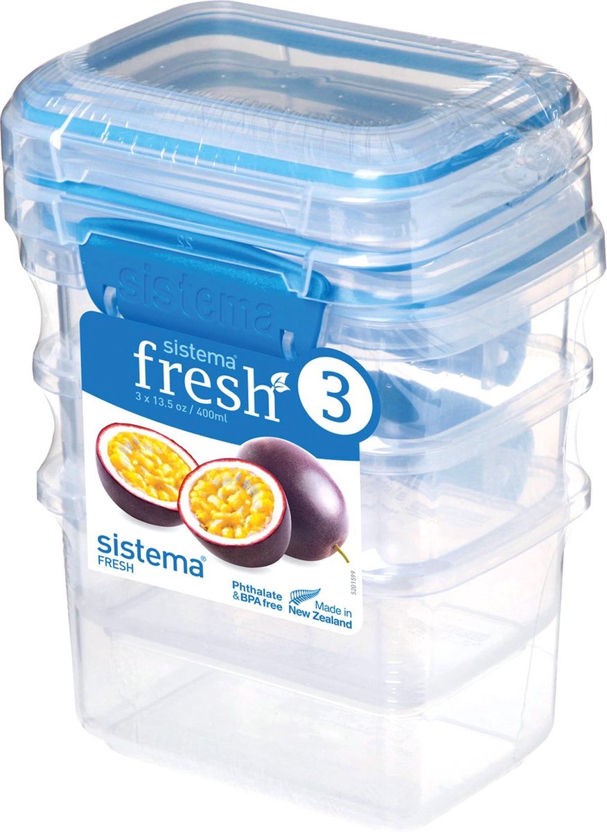 Sistema Fresh voorraaddoos - set van 3 blauw - 400ml