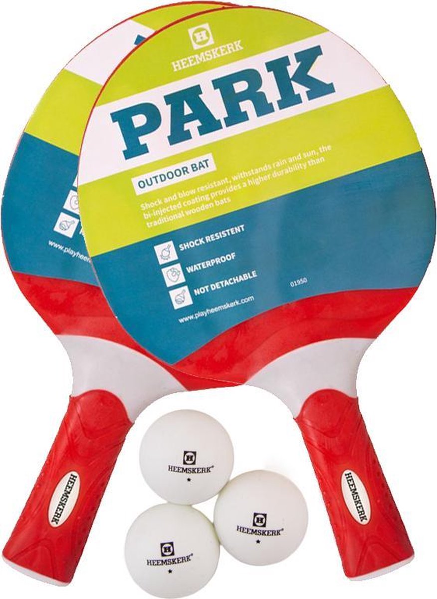Heemskerk Park Tafeltennis Batset – Voor buiten – 2 batjes en 3 balletjes in hoesje