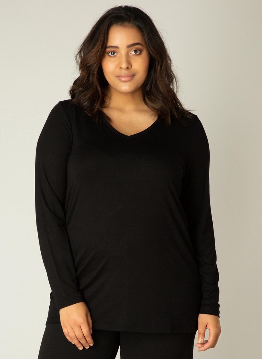 BASE LEVEL CURVY Alize Jersey Shirt - Black - maat 5(58/60)