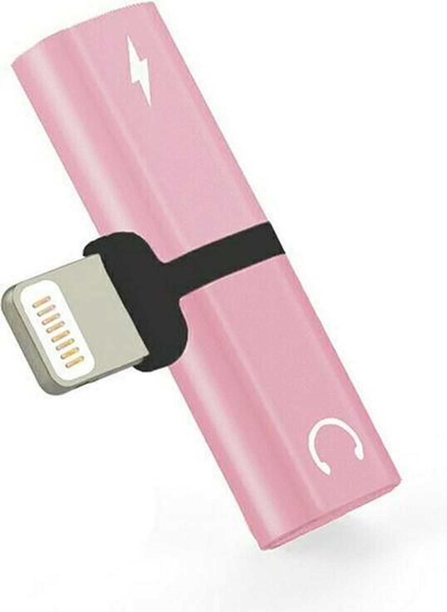 Audio Adapter Splitter Roze - Opladen en Audio Beluisteren - iPhone - iPad - Nieuw Model