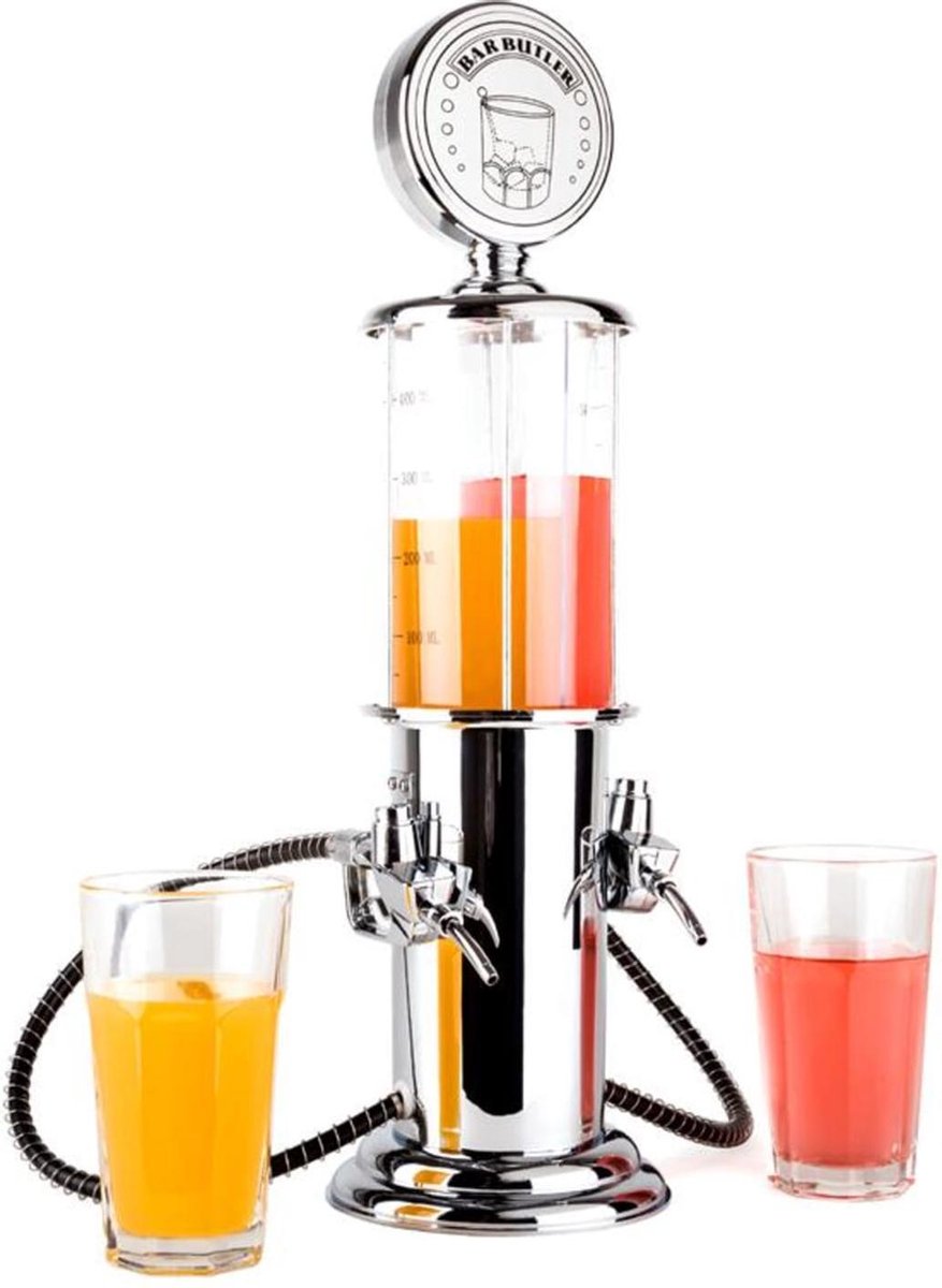 oneConcept Hazzlehov Duett Bar Butler in pompoptiek - drankverdeler 2 x 450ml