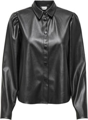Jdyvera faux leather shirt otw sie Black
