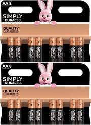 Set van 16x Duracell AA Simply batterijen 1.5 V - alkaline - LR6 MN1500 - Batterijen pack
