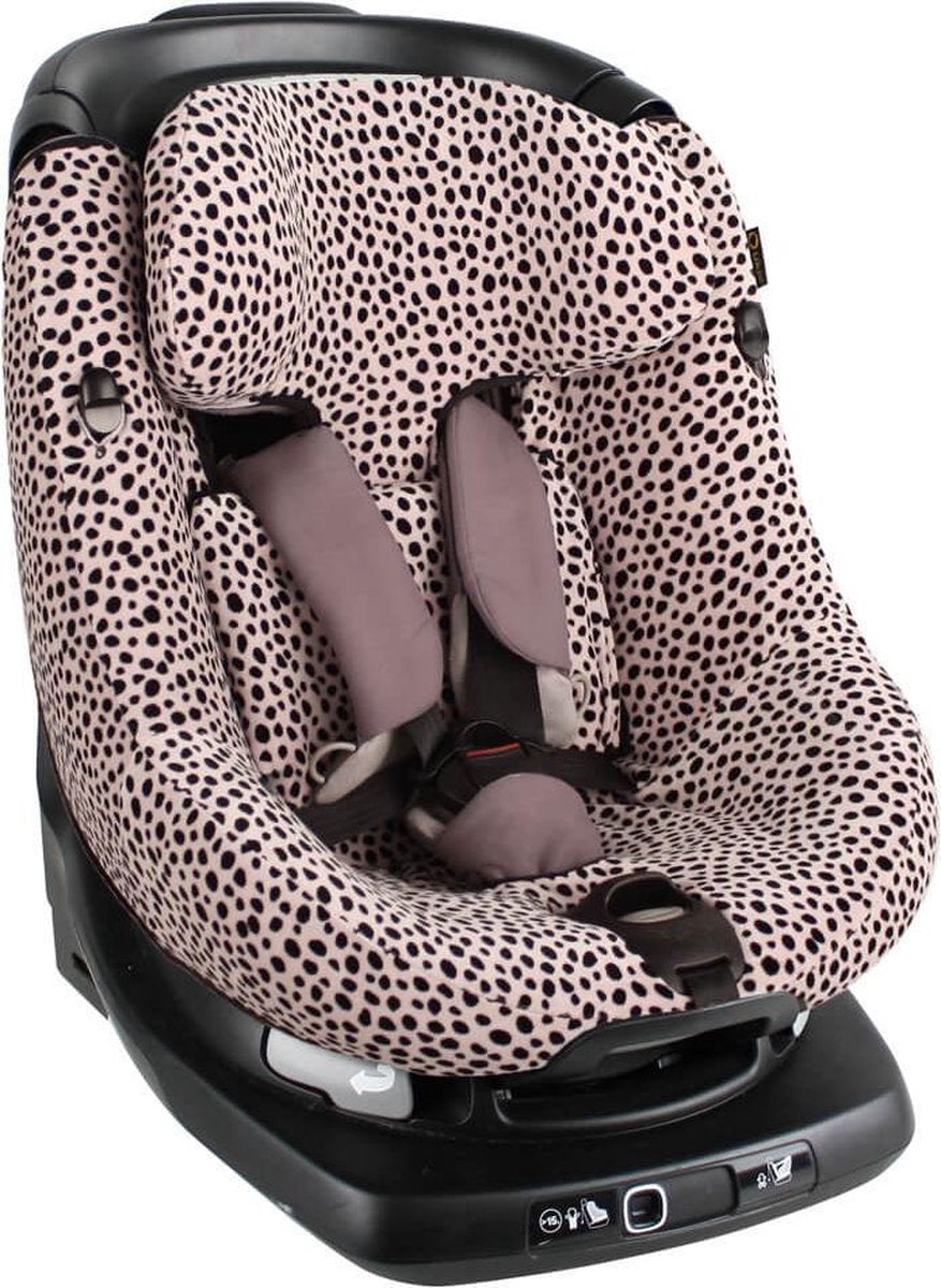 Ukje Maxi Cosi AxissFix Hoes - Perfecte pasvorm - Roze Zwarte Stip