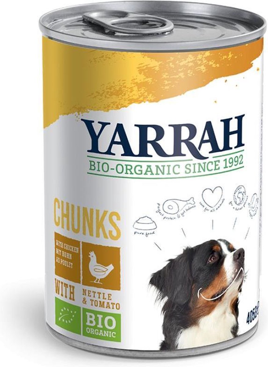 Yarrah Dog Blik Brokjes In Saus - Kip - Hondenvoer - 12 x 405 g