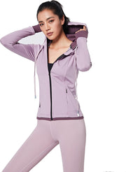 Su.B.dgn Sport Jacket Dames - Vest Dames met Capuchon - Slim Fit Hardloopvest met Mesh Patroon voor Extra Ventilatie - Paars
