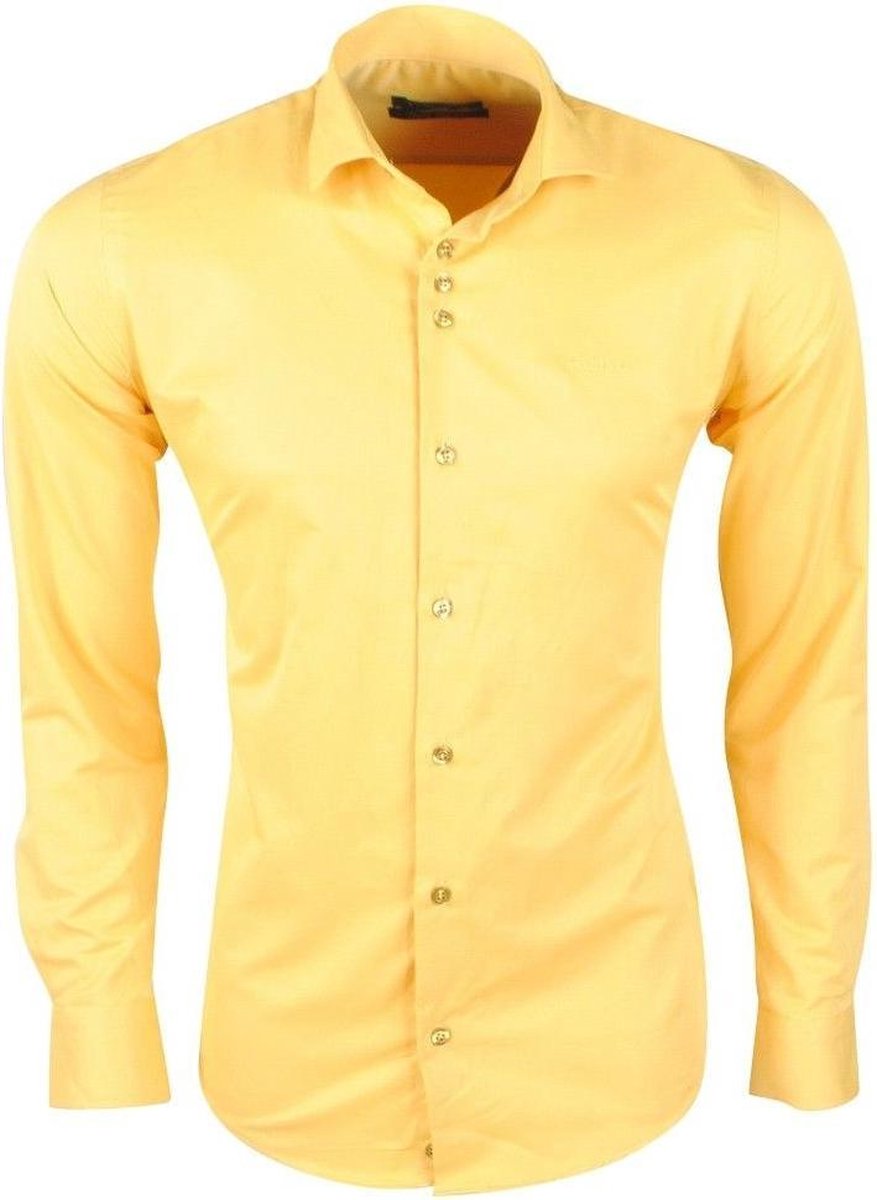 Ferlucci Heren Overhemd -  Napoli - Slimfit - Stretch - Geel