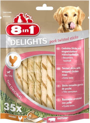 8in1 Delights Pork Twisted Sticks 35 stuks