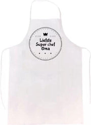 Liefste super chef oma keukenschort | verassing - feestdag - verjaardag - geschenk - gift - kado - cadeau - barbeque - barbecue - chefkok - keuken - schort - eten - bbq - vlees - familie - grandma