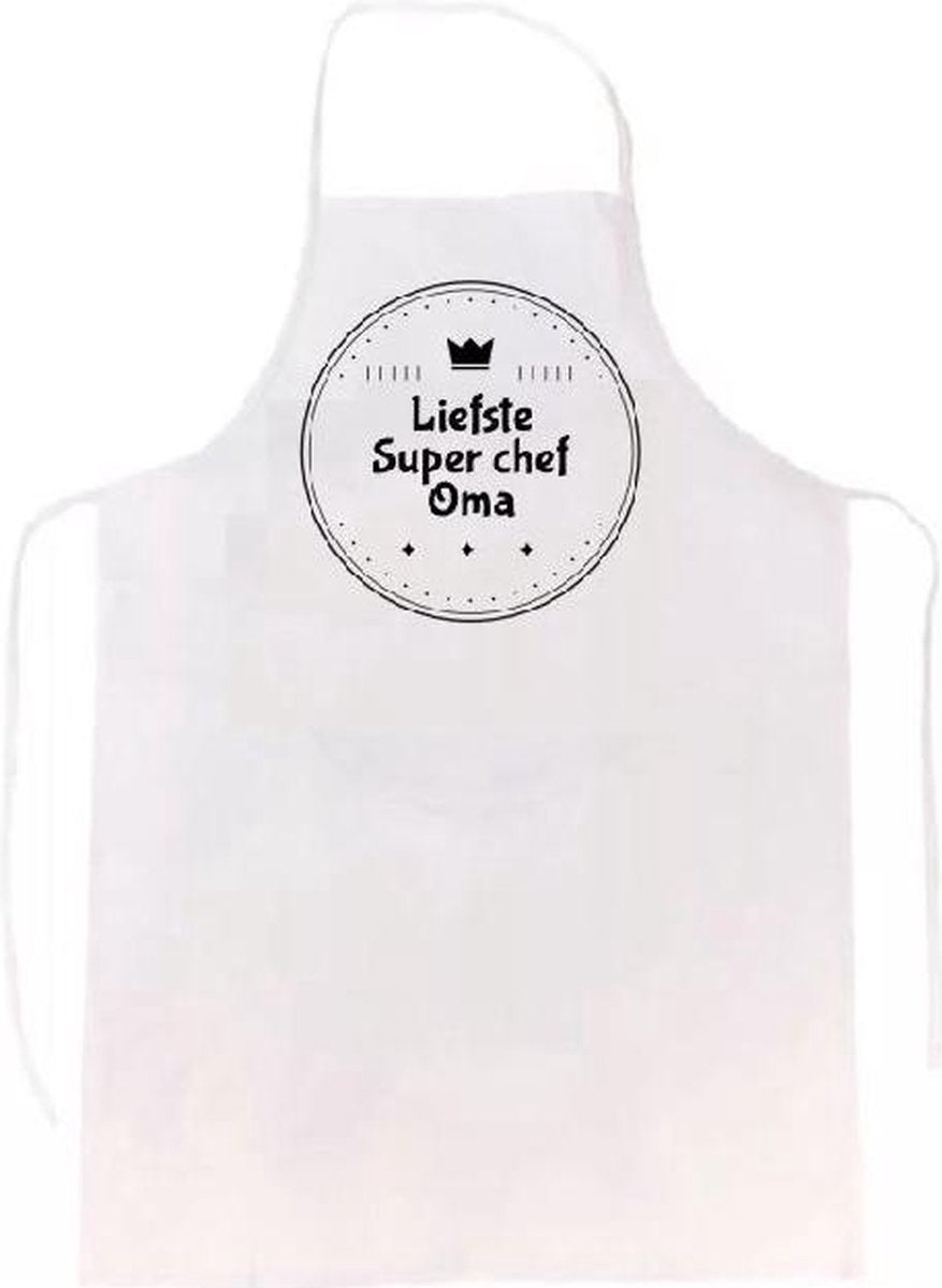 Liefste super chef oma keukenschort | verassing - feestdag - verjaardag - geschenk - gift - kado - cadeau - barbeque - barbecue - chefkok - keuken - schort - eten - bbq - vlees - familie - grandma