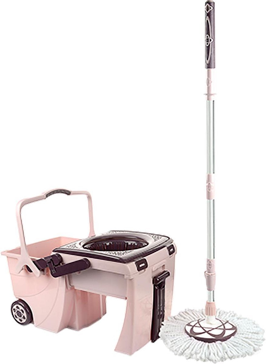 Titiz roterende mopset met uitwringmechanisme Premium - 2 compartimenten -  mop - dweil - schoonmaken - schoonmaakset - vloermopsysteem - rotatiemechanisme - complete set