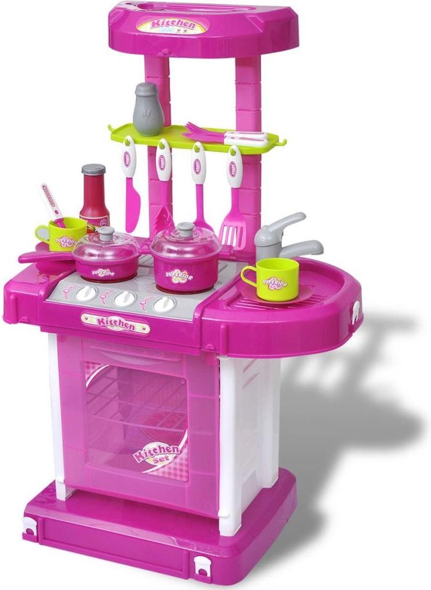 vidaXL Kinderspeelkeuken met licht- en geluidseffecten roze