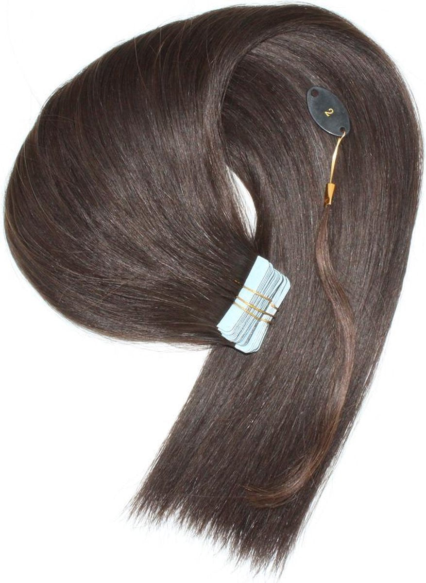 Tape Hair Extensions 50Gram 45cm kleur2 bruin Echt haar beste kwaliteit