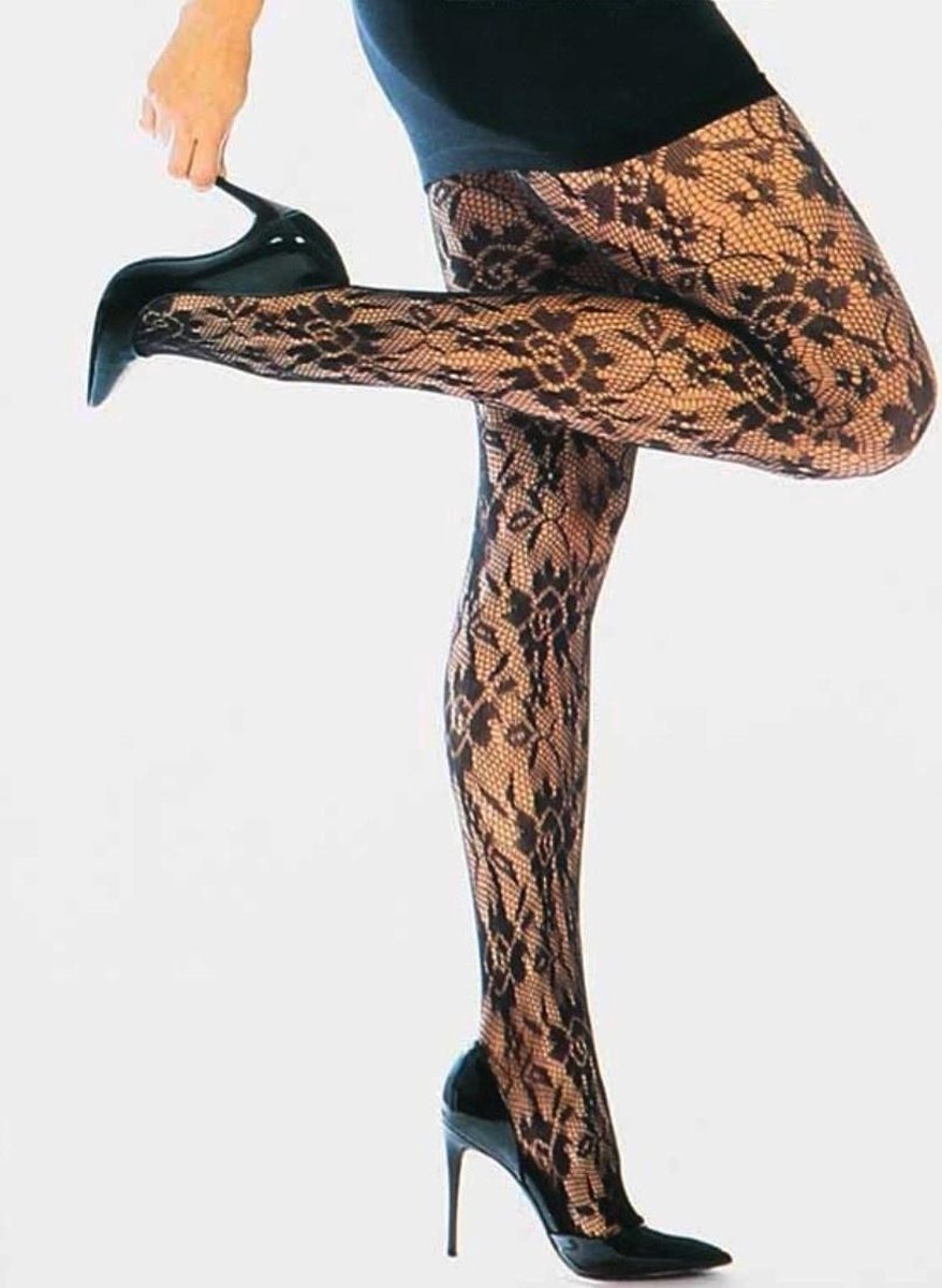 Sarlini Classic Elegance zwarte kanten panty - L/XL - Zwart
