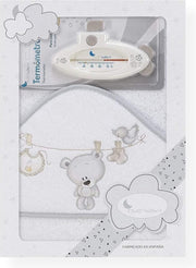 Interbaby Badcape En Thermometer 100 Cm Katoen Grijs 2-delig