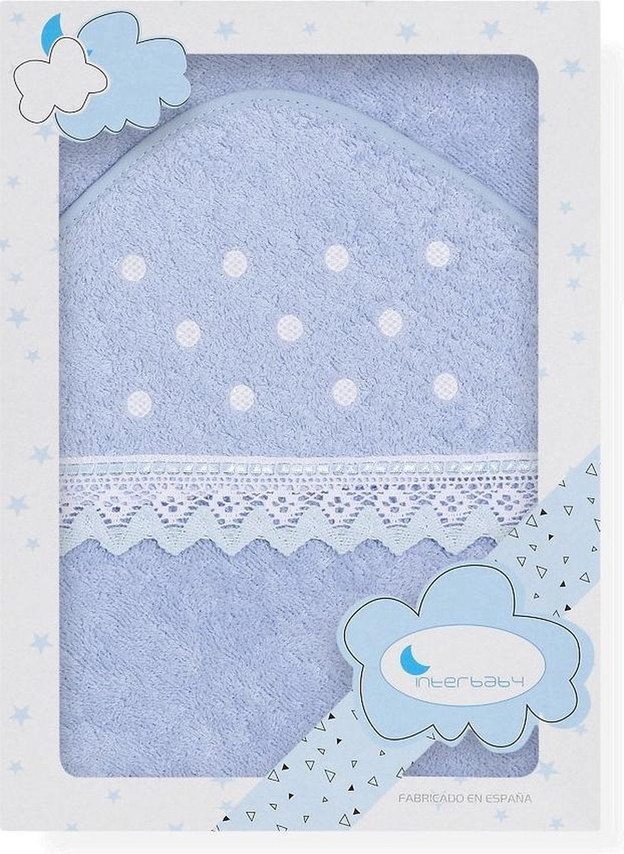 Interbaby Badcape Stippen Junior 100 Cm Katoen Blauw