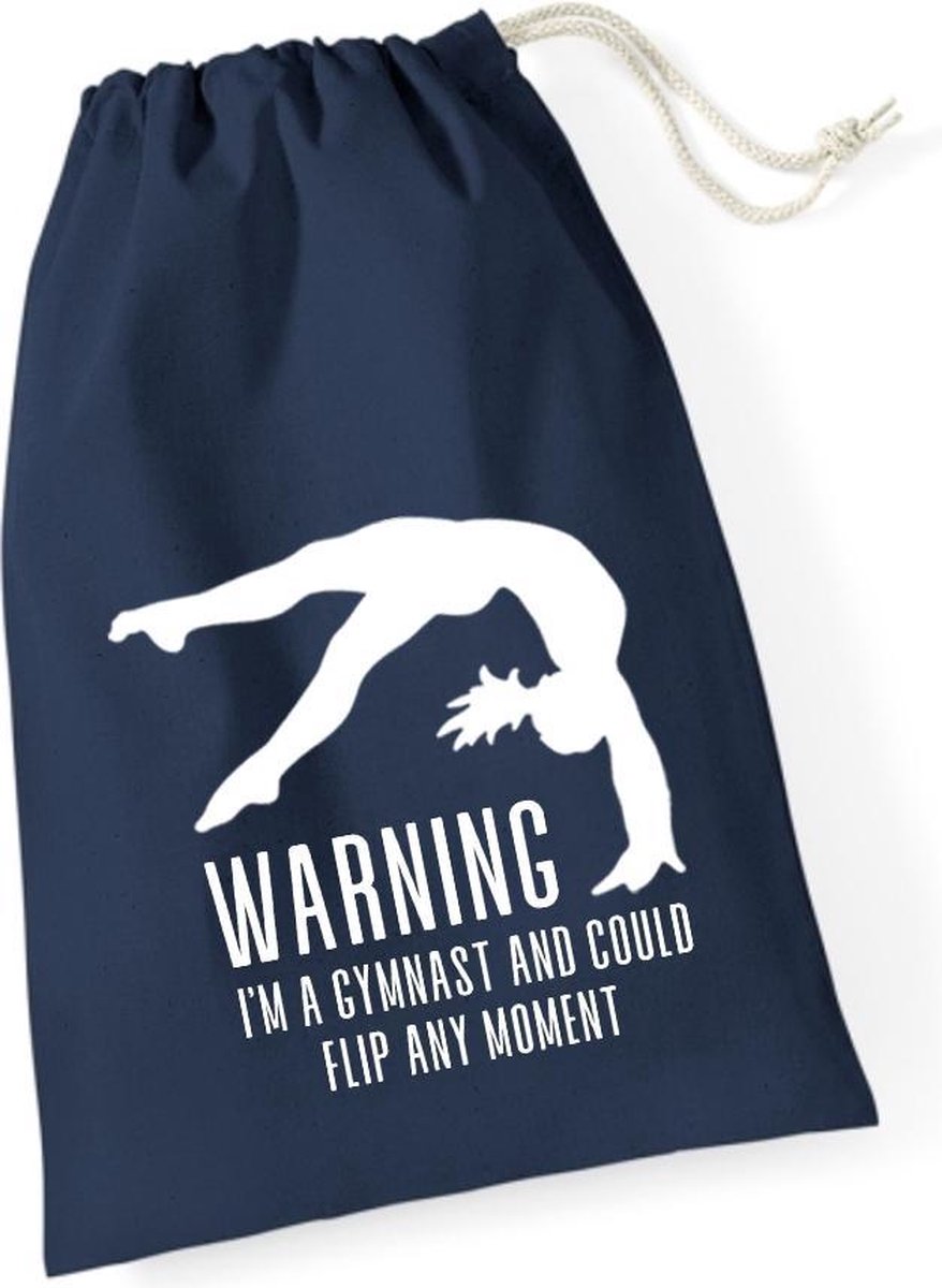 Sparkle&Dream Leertjes/Lusjes Tasje 'Warning Gymnast' Navy