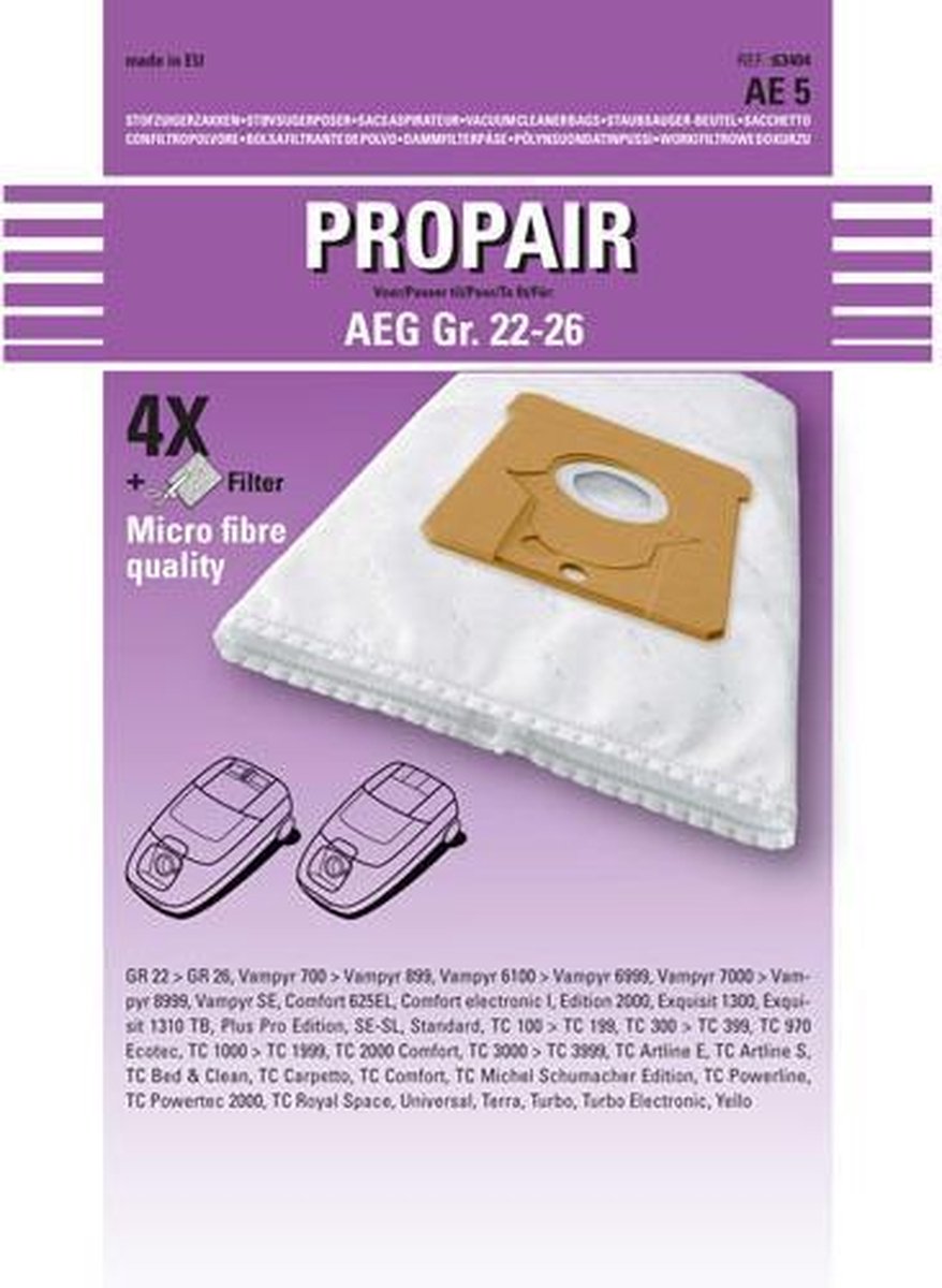 AEG - STOFZUIGERZAK PROPAIR GR22-24-25 731-791 SET 4+1m Pr -