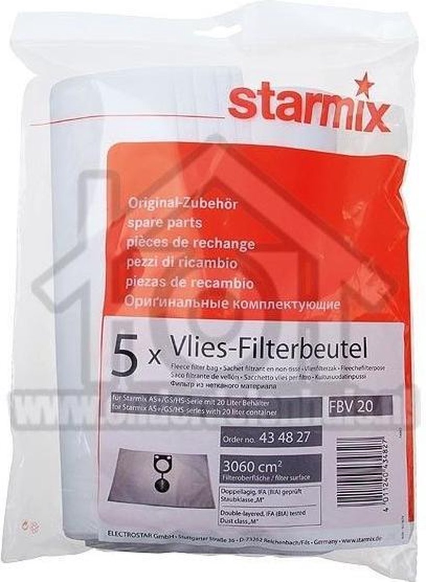 Starmix Stofzuigerzak AS + GS systemen 20 liter micro fleece FBV20 434827