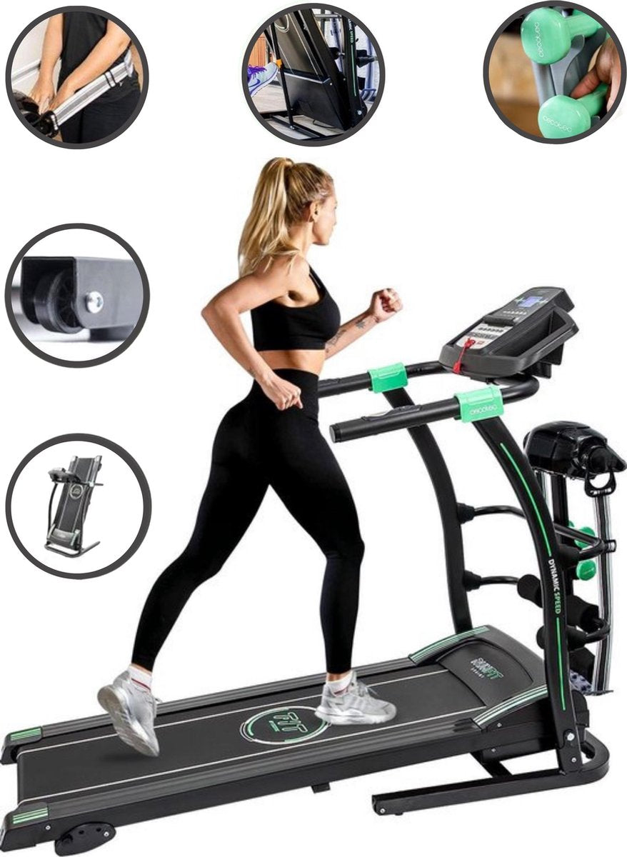 Cecotec Loopband Inklapbaar  inclusief Vibroshaper en Gewichten - Loopband Fitness - Loopband Elektrisch