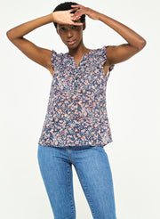 Blouse met fijne bloemenprint - Zwart
