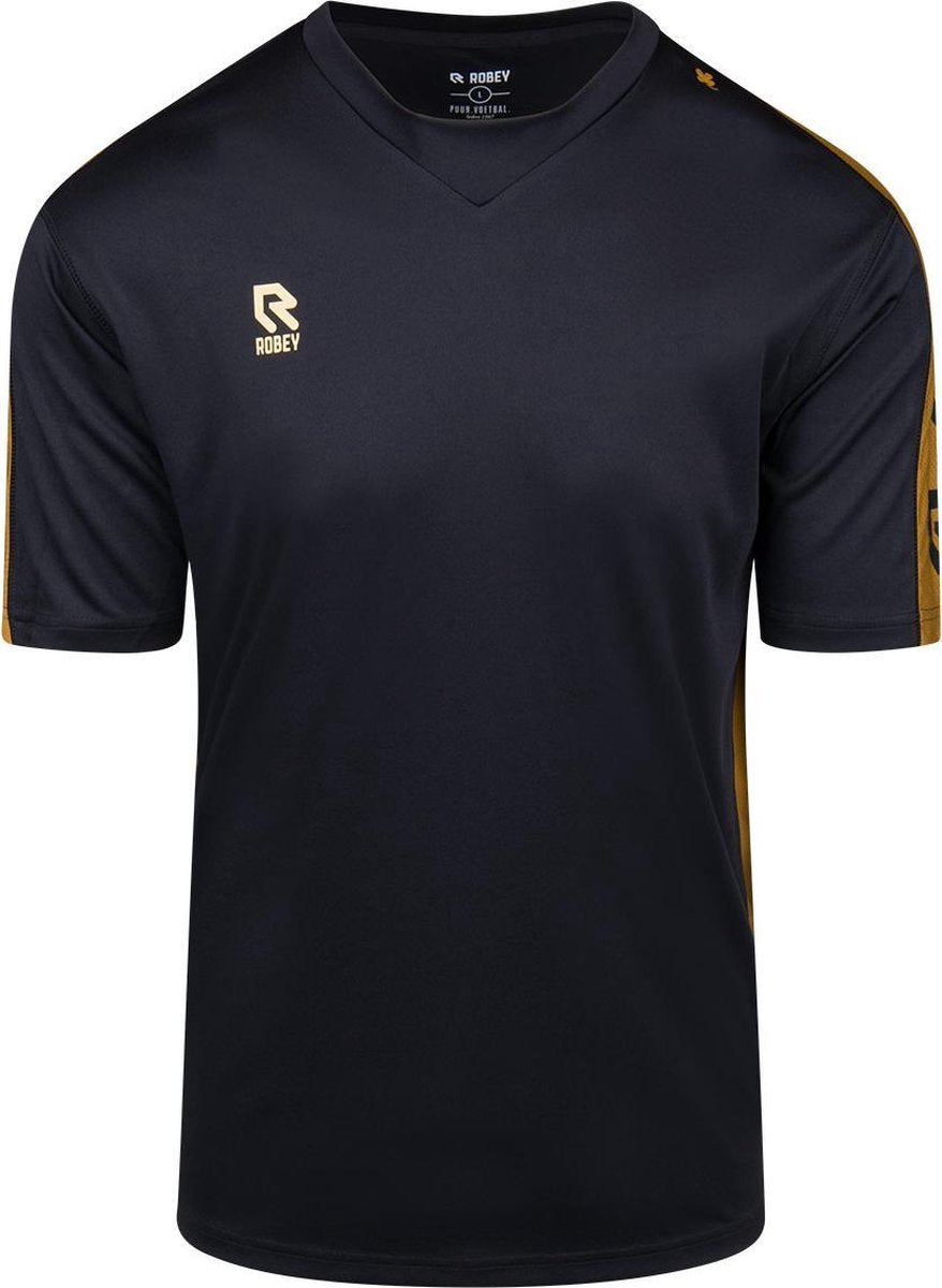 Robey Performance Shirt voetbalshirt kinderen korte mouwen (maat 152) - Zwart/Goud