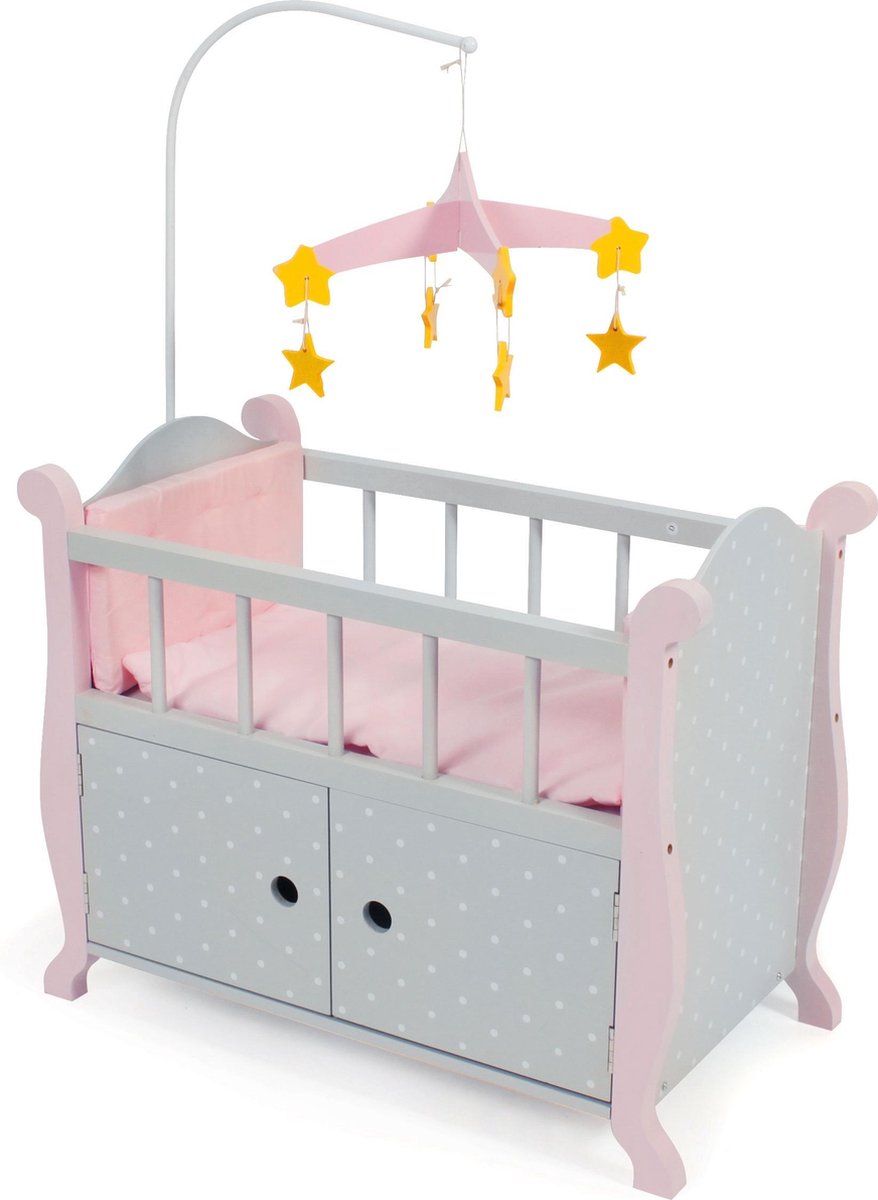 Bayer Chic 2000 - Houten Poppen ledikant met mobile - Puntos Grey