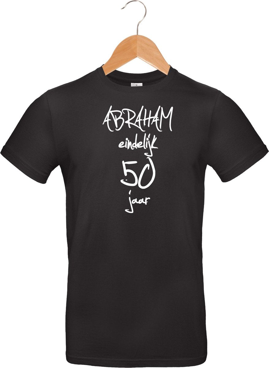 Mijncadeautje T-shirt - Abraham eindelijk 50 jaar - unisex Zwart (maat XL)