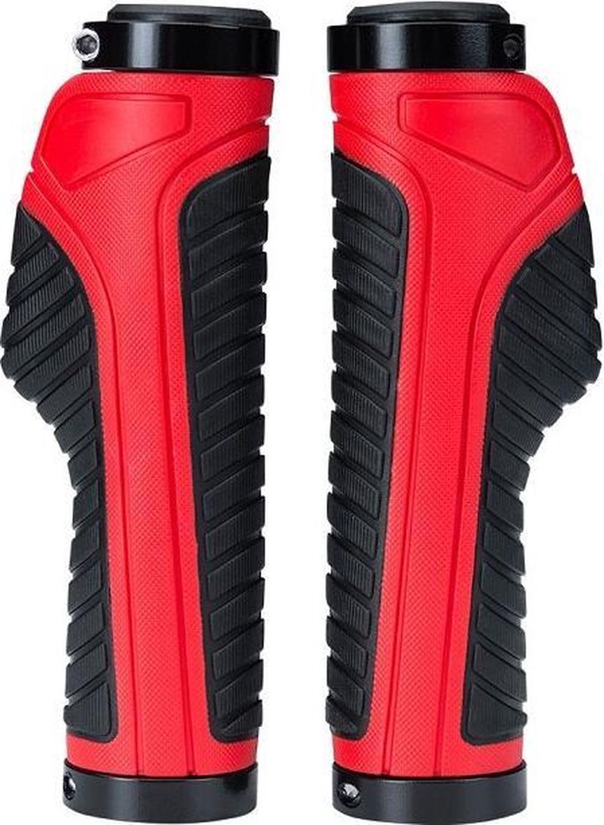 Baymate Fiets Grips MTB Racefiets Double Lock Rubber Handvatten Anti-slip Schokabsorberende Soft Bike Grips Stuur BT1802RD Red