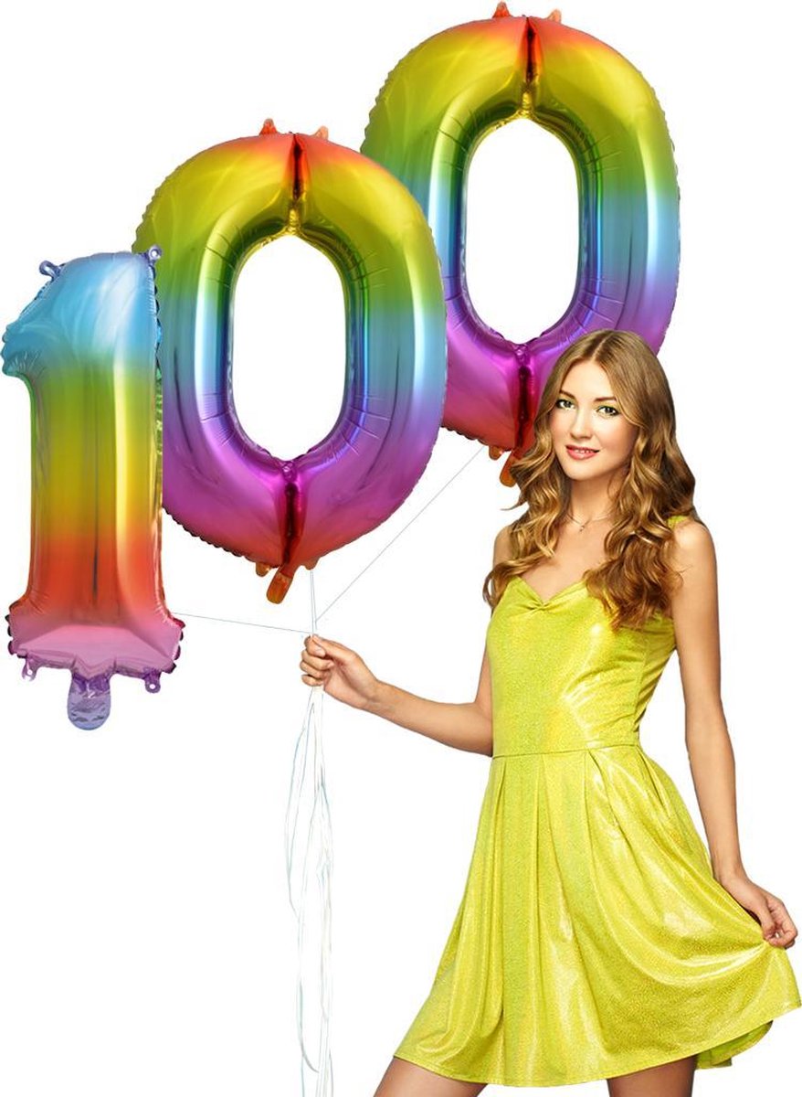 Regenboog cijfer ballon 100.