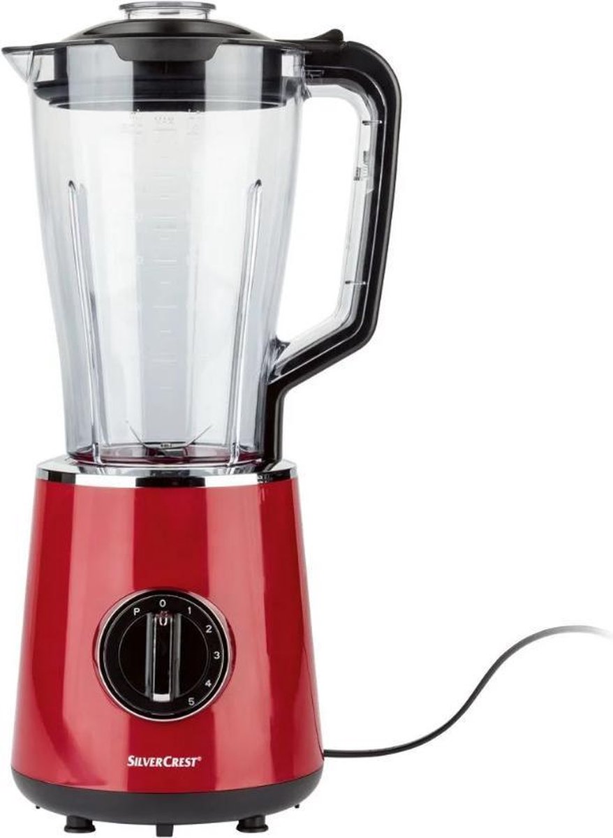 Silvercrest Blender Rood - Krachtige blender in strak design met RVS elementen - Vermogen: 600 W - Inhoud: 1