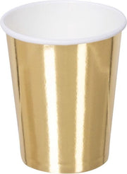 24x Gouden feest bekertjes van karton 250 ml - Wegwerpbekers - Oud en Nieuw/verjaardag/feestje gouden bekers