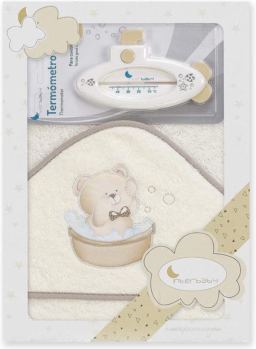 Interbaby Badaccessoires Teddy 100 Cm Katoen Beige 2-delig