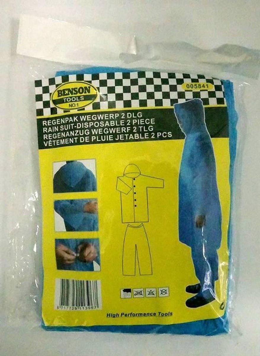 Wegwerp Regenpak - Broek en Jas - Blauw