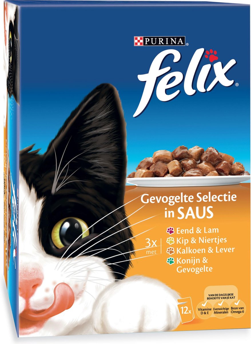 FELIX Gevogelte selectie in Saus - kattenvoer - 12x100 g
