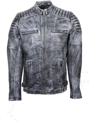 Biker heren Ralph Denim lams leren jack -2XL