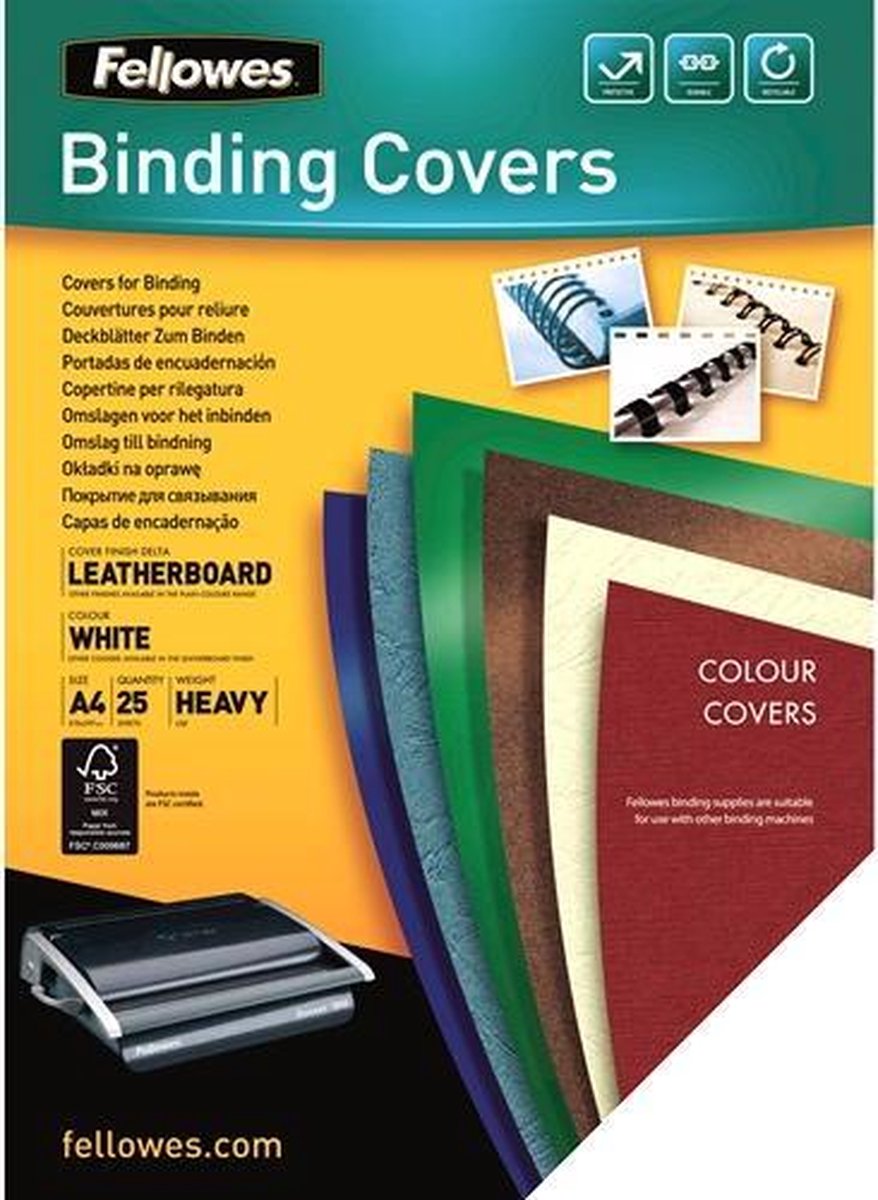 Dekbladen leatherlook FSC - wit A4
