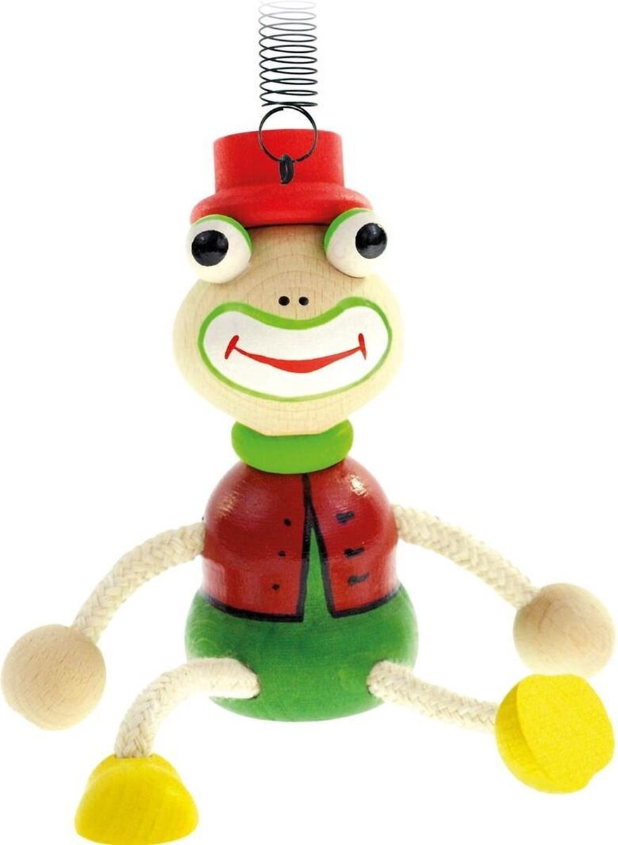 Bino Speelfiguur Kikker Junior 19 Cm Hout Groen/rood