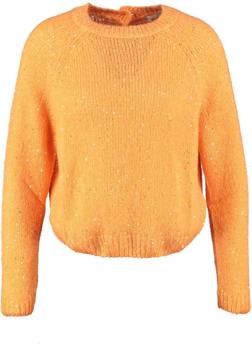 Aaiko kortere oranje oversized trui met pailletten - valt ruim - Maat S/M